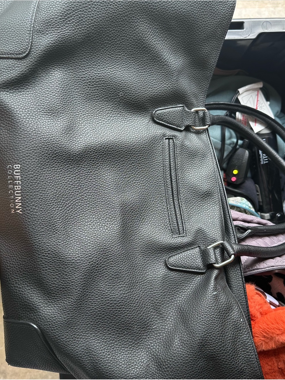 BuffBunny Black Pebbled Tote with Dual Handles